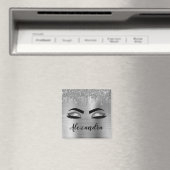 Silver Glitter Sparkle Eyelashes Monogram Magnet (In Situ (Geschirrspüler))