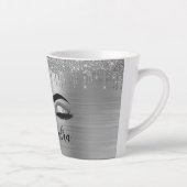 Silver Glitter Sparkle Eyelashes Monogram Milchtasse (Rechts)
