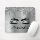 Silver Glitter Sparkle Eyelashes Monogram Mousepad (Mit Mouse)