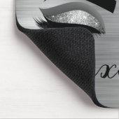 Silver Glitter Sparkle Eyelashes Monogram Mousepad (Ecke)