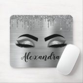 Silver Glitter Sparkle Eyelashes Monogram Mousepad (Mit Mouse)