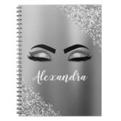 Silver Glitter Sparkle Eyelashes Monogram Notizblock (Vorderseite)