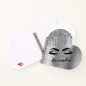 Silver Glitter Sparkle Eyelashes Monogram Notizblock (Innenseite)