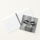 Silver Glitter Sparkle Eyelashes Monogram Notizblock (Innenseite)