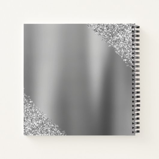 Silver Glitter Sparkle Eyelashes Monogram Notizblock (Rückseite)