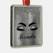 Silver Glitter Sparkle Eyelashes Monogram Ornament Aus Metall (Rechts)