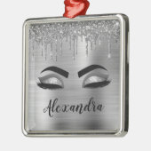 Silver Glitter Sparkle Eyelashes Monogram Ornament Aus Metall (Links)