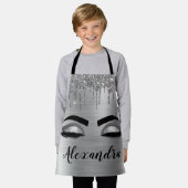 Silver Glitter Sparkle Eyelashes Monogram Schürze (Getragen)