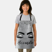 Silver Glitter Sparkle Eyelashes Monogram Schürze (Insitu)