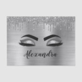 Silver Glitter Sparkle Eyelashes Monogram Seidenpapier (Vorderseite)