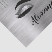 Silver Glitter Sparkle Eyelashes Monogram Seidenpapier (Ausschnitt)