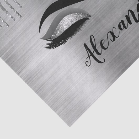 Silver Glitter Sparkle Eyelashes Monogram Seidenpapier (Ausschnitt)