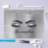 Silver Glitter Sparkle Eyelashes Monogram Seidenpapier (Handwerk)