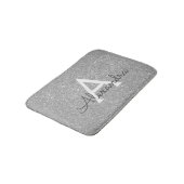 Silver Glitter Sparkle Monogram Bath Mat Badematte (Schrägansicht)