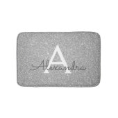 Silver Glitter Sparkle Monogram Bath Mat Badematte (Vorderseite)