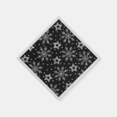 Silver Glitter Stars & Snowflakes Napkins Serviette (Ecke)