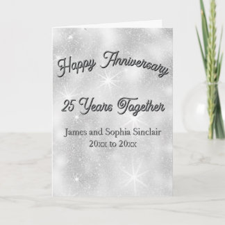 Silver Glitter Texture 25th Wedding Anniversary Karte