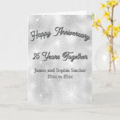 Silver Glitter Texture 25th Wedding Anniversary Karte (Gelbe Blume)