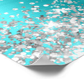 Silver Glitter Turqouise Blue Foil Bridal Shower Poster (Ecke)