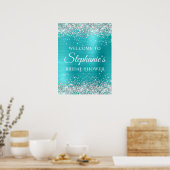 Silver Glitter Turqouise Blue Foil Bridal Shower Poster (Küche)