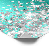 Silver Glitter Turqouise Foil Bridal Shower Poster (Ecke)