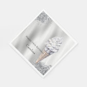 Silver Glitter Vanilla Ice Cream Cone Birthday Serviette (Ecke)