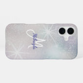 Silver Glitter with Stars iPhone 16 Hülle (Rückseite (Horizontal))