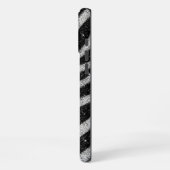 Silver Glitter Zebra Print Glam Personalized Name iPhone Hülle (Linke Seite)