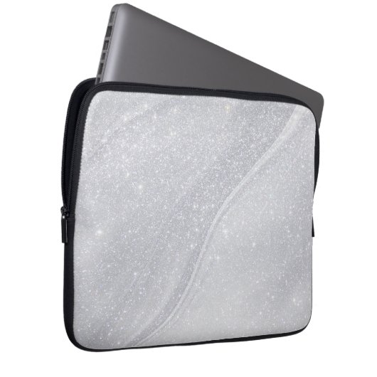 Silver Glittered Elegant Laptop Case (Vorne Rechts)