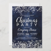 Silver Glitternavy blauen Weihnachtsfest-Party Einladung (Vorderseite)