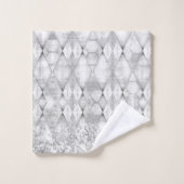 SIlver Glittery Abstrakt Harlequin Badhandtuch Set (Waschlappen)
