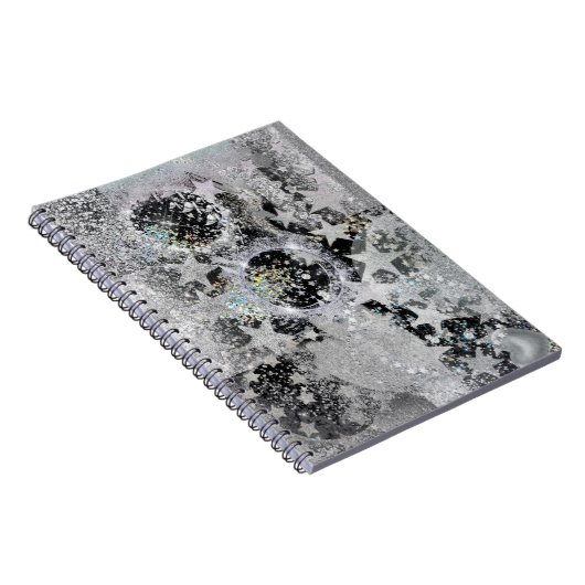 Silver Glittery Design on Spiral Notebook/Journal Notizblock (Rechte Seite)