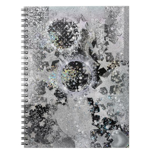 Silver Glittery Design on Spiral Notebook/Journal Notizblock (Vorderseite)