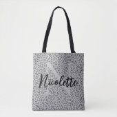 Silver Glittery Feathers Monogram on Greyl Tasche (Vorderseite)
