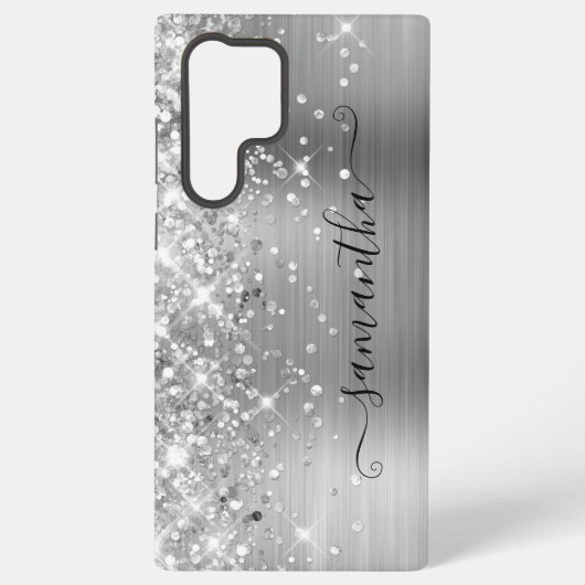 Silver Glittery Foil Girly Signature Samsung Galaxy Hülle (Rückseite)