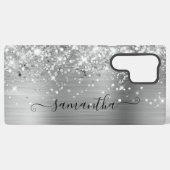 Silver Glittery Foil Girly Signature Samsung Galaxy Hülle (Rückseite (Horizontal))