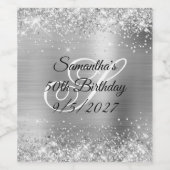 Silver Glittery Glam Foil 50. Geburtstag Weinetikett (Einzelnes Label)