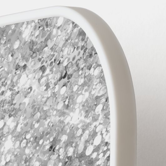 Silver Glittery Glam Shimmer Gradient Script Name Pickleball Schläger (Linke Seite)