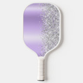 Silver Glittery Lavender Shimmer Skriptname Pickleball Schläger (Rückseite)
