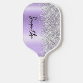 Silver Glittery Lavender Shimmer Skriptname Pickleball Schläger (Vorderseite)