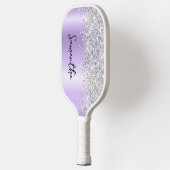 Silver Glittery Lavender Shimmer Skriptname Pickleball Schläger (Links)