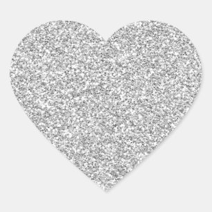 Silver Glittery Metal-Sticker Herz-Aufkleber