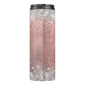 Silver Glittery Rose Gold Foil Extravagante Monogr Thermosbecher (Rückseite)