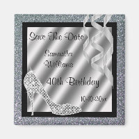 Silver Glittery Stiletto & Streamers 40. Geburtsta