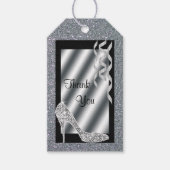 Silver Glittery Stiletto & Streamers 45. Geburtsta Geschenkanhänger (Vorderseite)