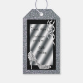 Silver Glittery Stiletto & Streamers 45. Geburtsta Geschenkanhänger (Rückseite)