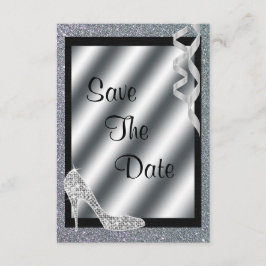 Silver Glittery Stiletto & Streamers 70. Geburtsta Save The Date