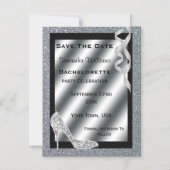 Silver Glittery Stiletto & Streamers Bachelorette Magneteinladung (Vorderseite)