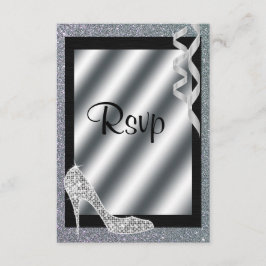 Silver Glittery Stiletto & Streamers UAWG RSVP Karte