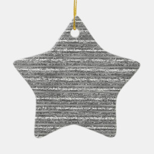 Silver Glittery Streifen Keramik Ornament